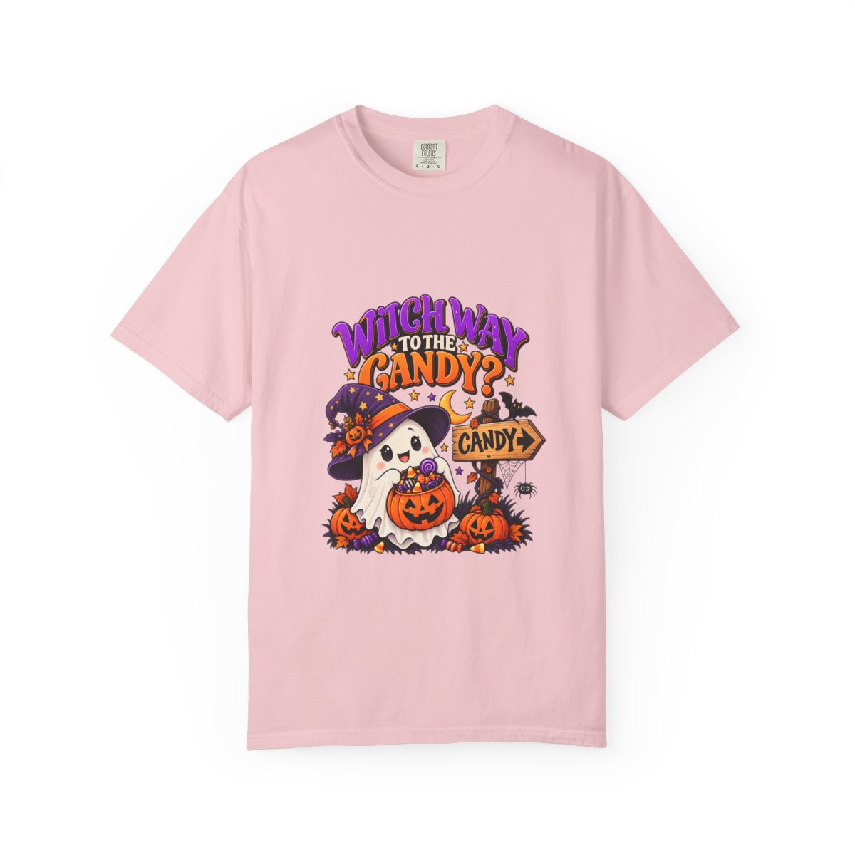 Witch Way to the Candy? Ghost Pumpkin Halloween T-shirt | Cute Trick or Treat Design