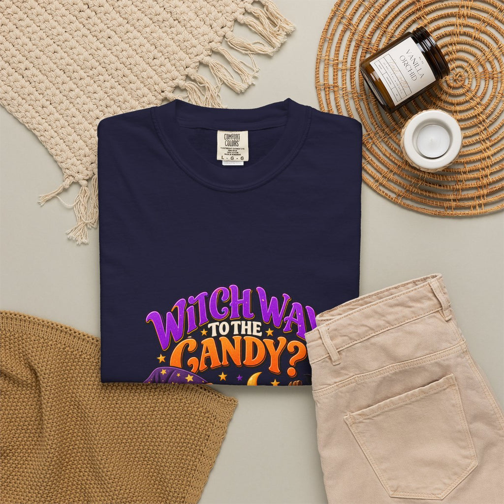 Witch Way to the Candy? Ghost Pumpkin Halloween T-shirt | Cute Trick or Treat Design