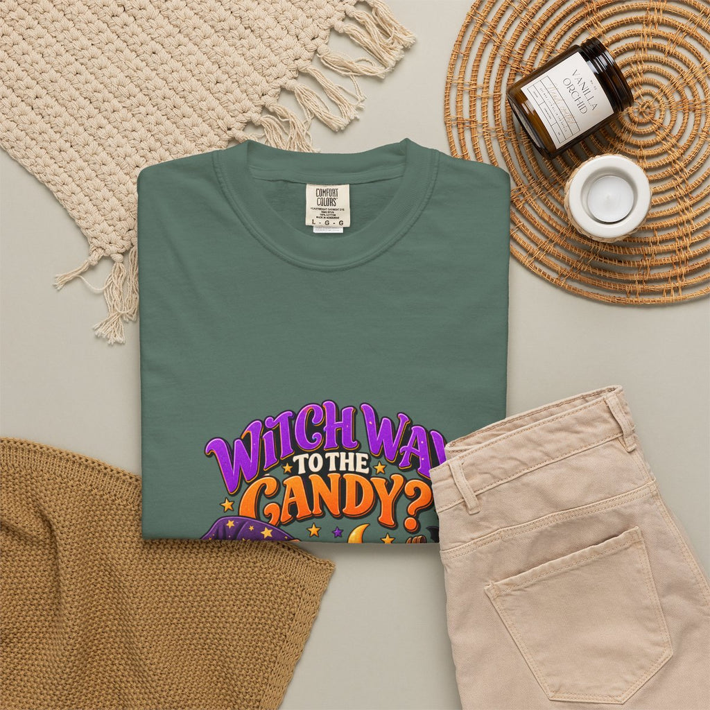 Witch Way to the Candy? Ghost Pumpkin Halloween T-shirt | Cute Trick or Treat Design