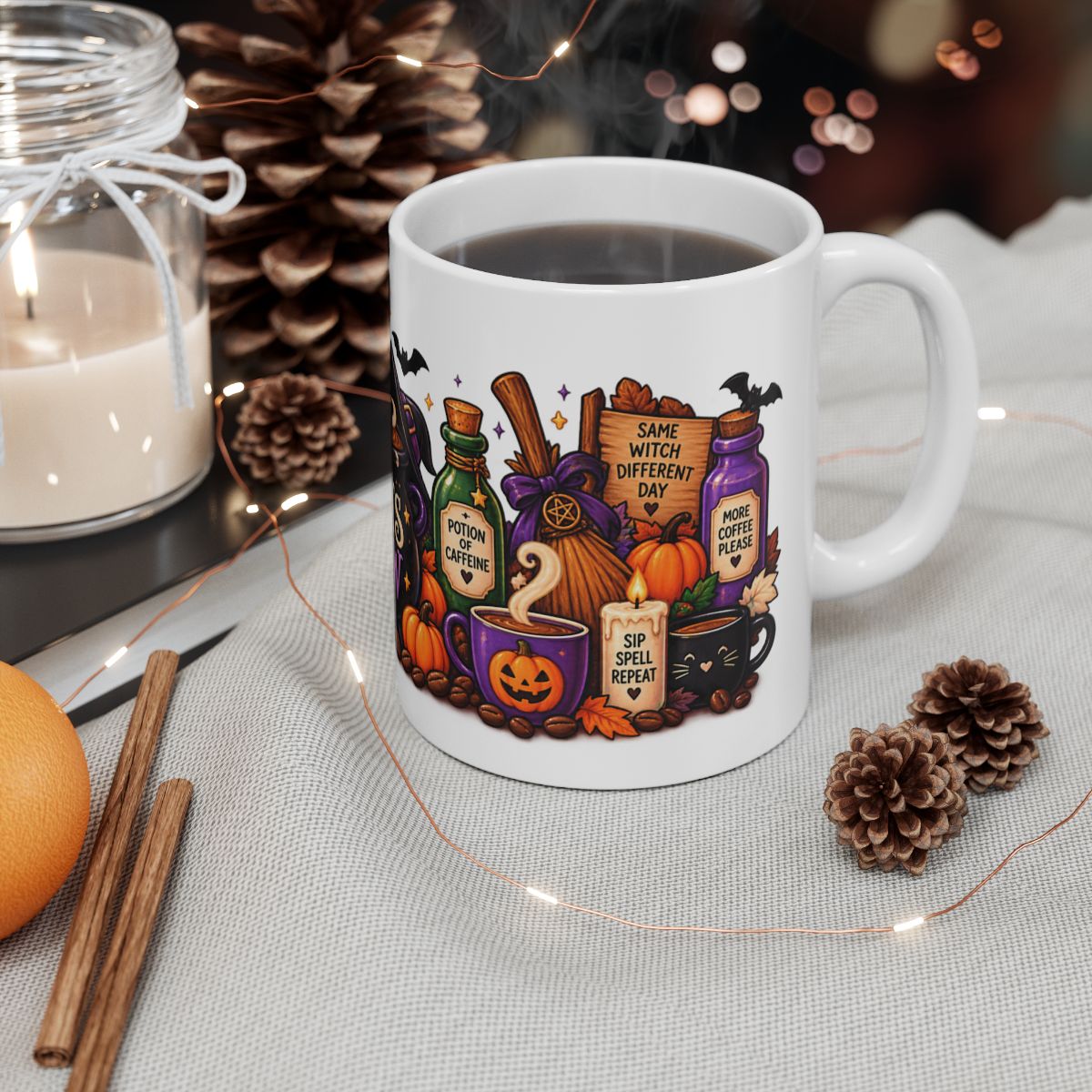 Witch's Brew Cauldron Mug | Halloween Ceramic Coffee Cup