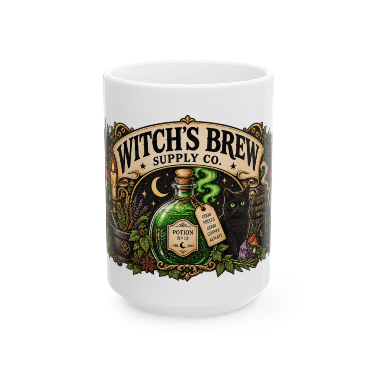 Witch's Brew Potion Label Mug | Ceramic Coffee Cup