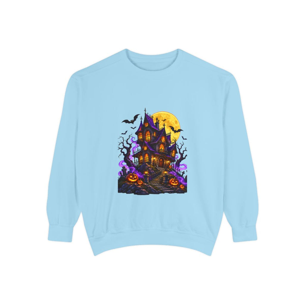 Witchy Potion Cauldron Sweatshirt | Black Cat, Pumpkins, Spooky Halloween Scene