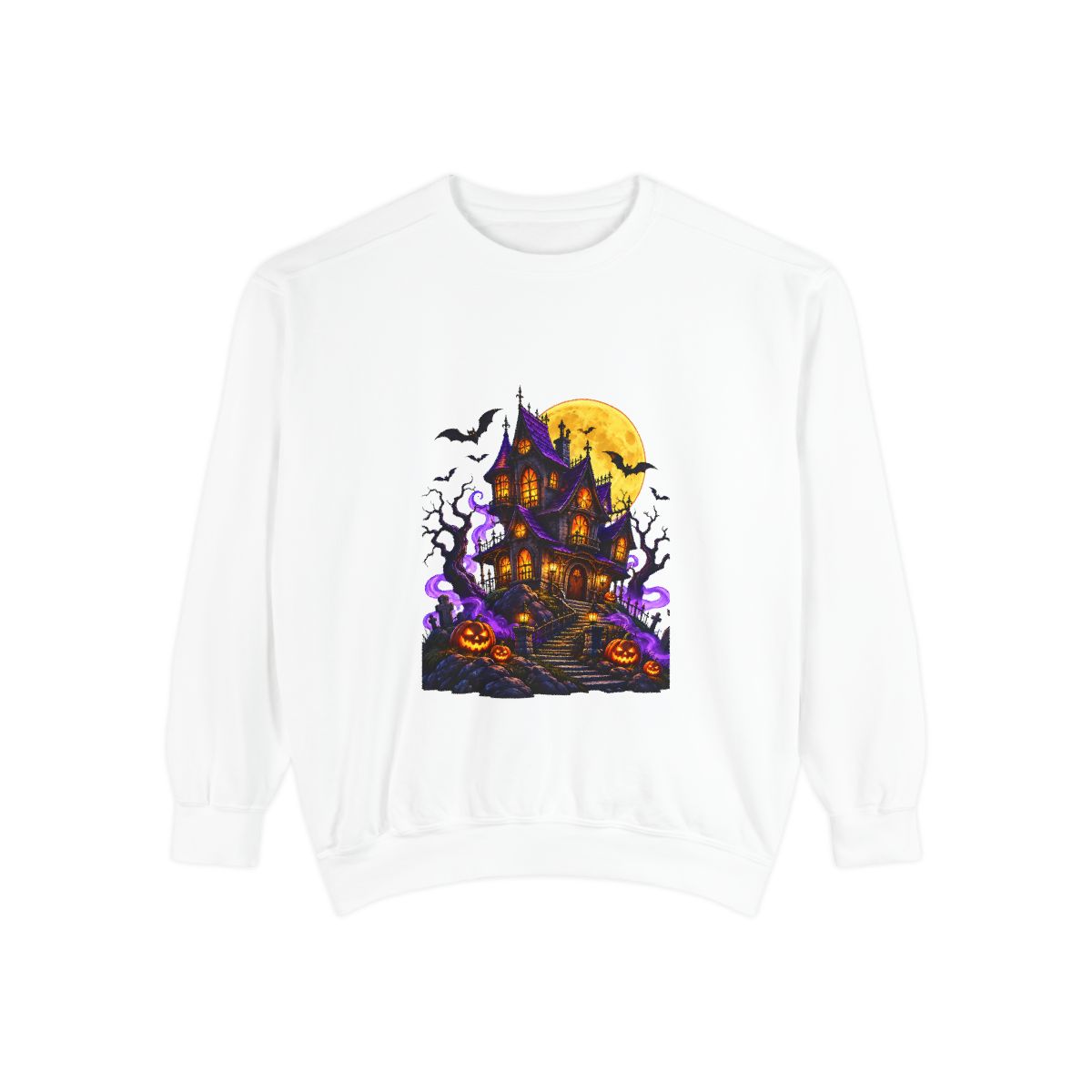Witchy Potion Cauldron Sweatshirt | Black Cat, Pumpkins, Spooky Halloween Scene