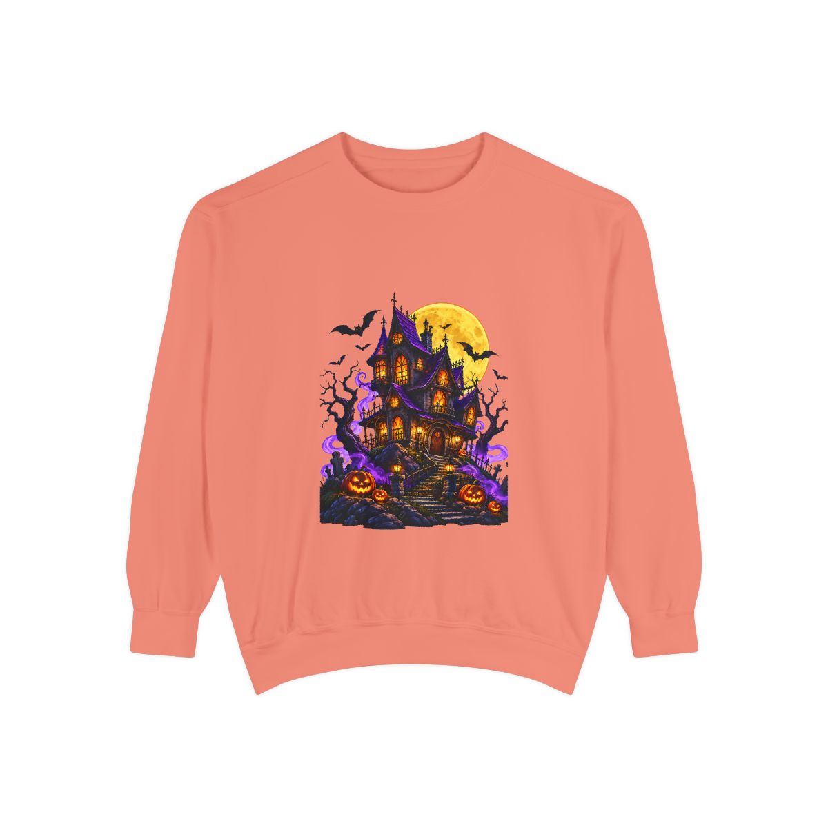 Witchy Potion Cauldron Sweatshirt | Black Cat, Pumpkins, Spooky Halloween Scene